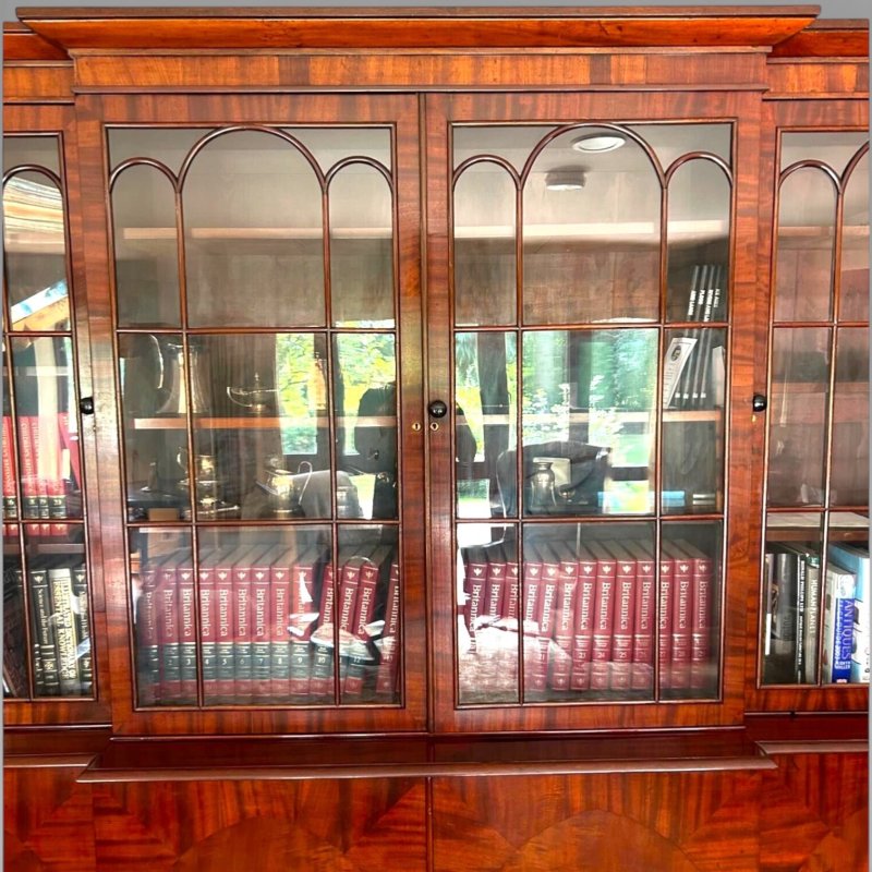 Large Antique William IV Mahogany Breakfront Library Bookcase With Cupboards - Image 6